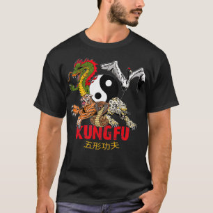 Kung Fu 5 Tiere Formulare Tiger Krane Leopard Schl T-Shirt