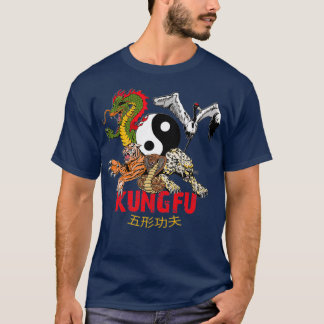 Kung Fu 5 Tiere Formulare Tiger Krane Leopard Schl T-Shirt
