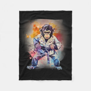 Kung Fu-Affe Wasserfarbe Kickboxen Mma Affe Lo Fleecedecke