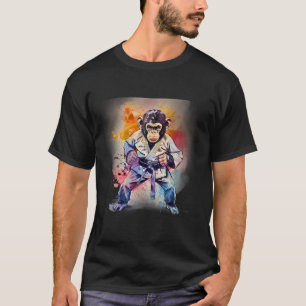 Kung Fu Affe Wasserfarbe Kickboxen Mma Affe Lo T-Shirt