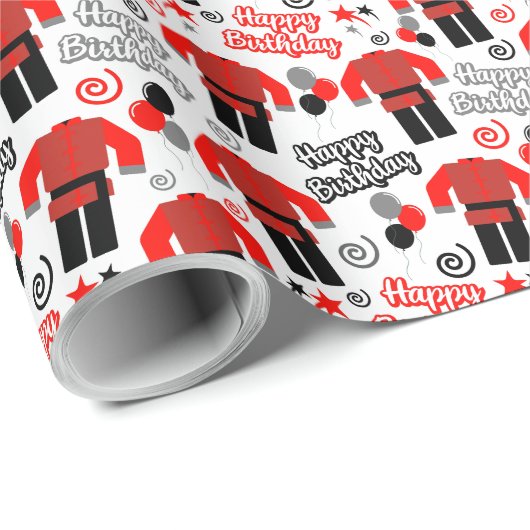 Kung Fu Birthday Wrapping Paper Geschenkpapier (Rolleneckpunkt)
