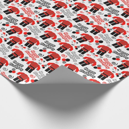 Kung Fu Birthday Wrapping Paper Geschenkpapier (Ecke)
