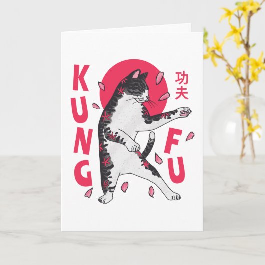 Kung Fu Cat Karte (Gelbe Blume)