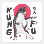 Kung Fu Cat Quadratischer Aufkleber (Vorderseite)