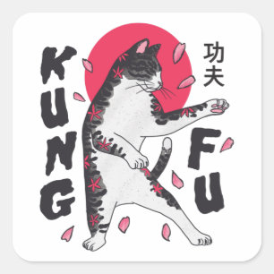 Kung Fu Cat Quadratischer Aufkleber
