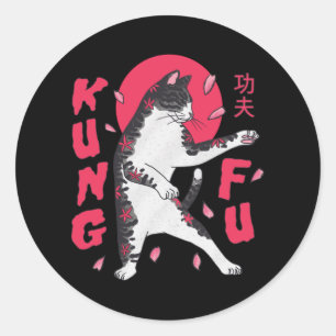 Kung Fu Cat Runder Aufkleber