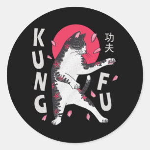 Kung Fu Cat Runder Aufkleber