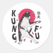Kung Fu Cat Runder Aufkleber (Vorderseite)