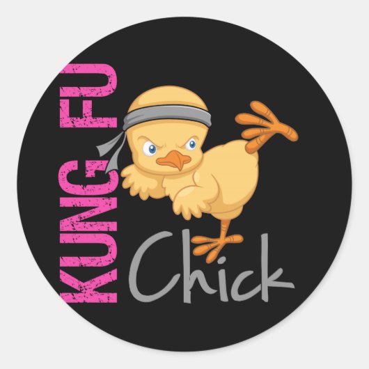 Kung Fu Chick Runder Aufkleber (Vorderseite)
