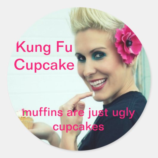 Kung Fu Cupcake Runder Aufkleber (Vorderseite)
