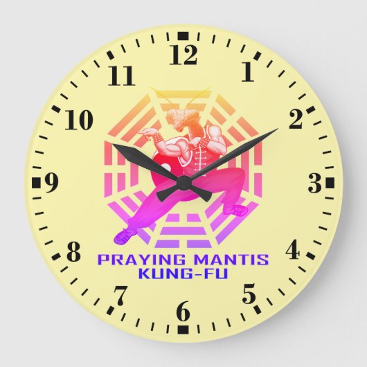 Kung-Fu der Gottesanbeterin Große Wanduhr (Vorderseite)