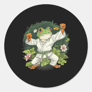 Kung Fu Frosch Kampfsport Floral Taekwondo Kickbox Runder Aufkleber