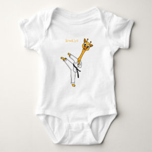 Kung Fu giraffe Cartoon Illustration Baby Strampler