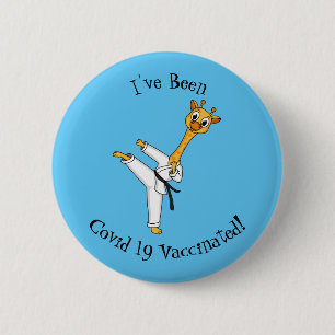 Kung Fu giraffe Cartoon Illustration Button