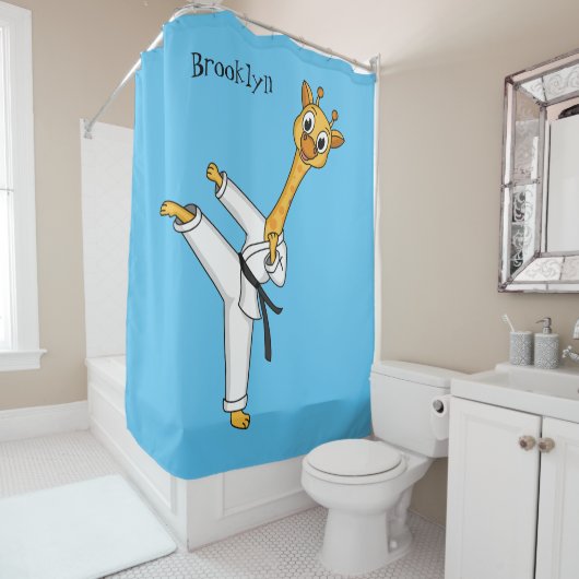Kung Fu giraffe Cartoon Illustration Duschvorhang (Beispiel)