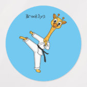 Kung Fu giraffe Cartoon Illustration Etiketten (Design 2)