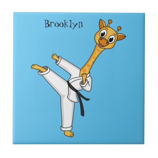 Kung Fu giraffe Cartoon Illustration Fliese (Vorderseite)