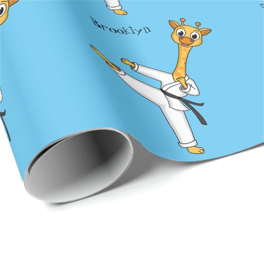 Kung Fu giraffe Cartoon Illustration Geschenkpapier (Rolleneckpunkt)
