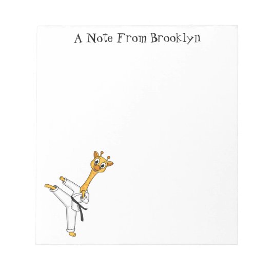Kung Fu giraffe Cartoon Illustration Notizblock (Vorderseite)