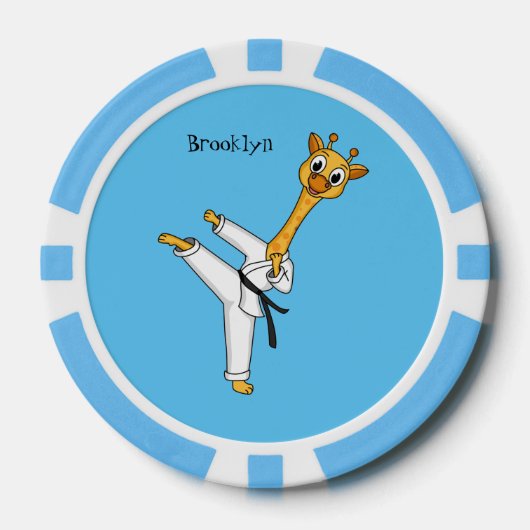 Kung Fu giraffe Cartoon Illustration Pokerchips (Vorderseite)