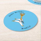 Kung Fu giraffe Cartoon Illustration Runder Pappuntersetzer (Angewinkelt)