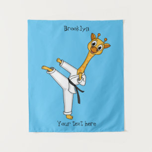 Kung Fu giraffe Cartoon Illustration Wandteppich