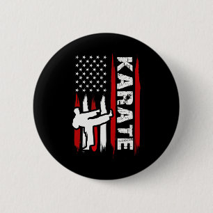 Kung Fu Karate USA-Flagge Schwarzgurtel Kampfsport Button