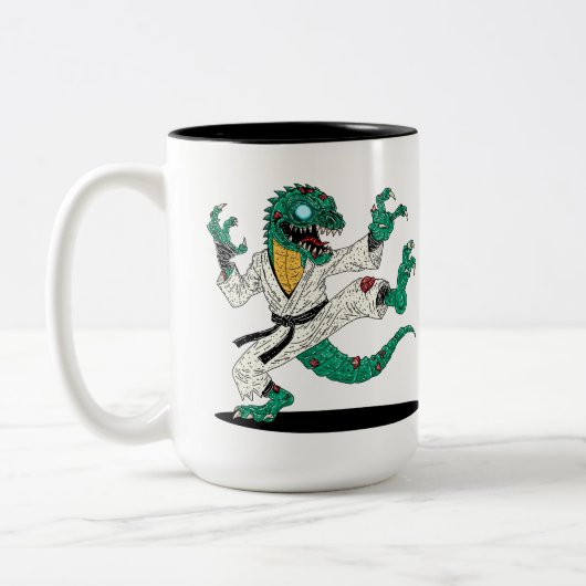 Kung Fu Lizard Zombie Zweifarbige Tasse (Links)