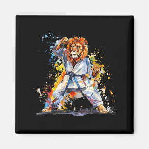 Kung Fu Löwe Wasserfarbe Taekwondo Judo Kickboxen Magnet