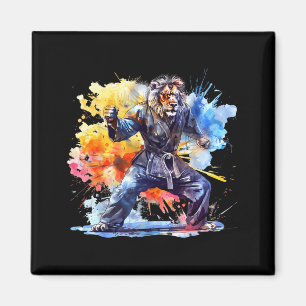 Kung Fu Löwe Wasserfarbe Taekwondo Kickboxen Löwe Magnet