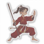 Kung Fu Mädchen Aufkleber (Vorderseite)