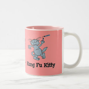 Kung Fu Miezekatze Zweifarbige Tasse