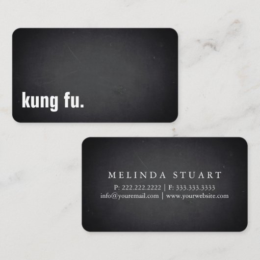 kung fu. Modern Minimalist Blackboard Professional Visitenkarte (Vorne/Hinten)