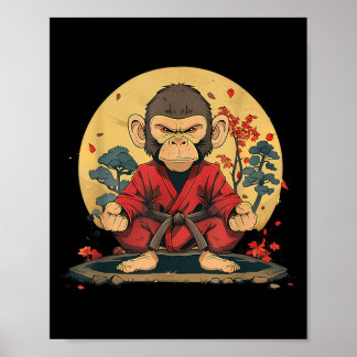 Kung Fu Monkey Nature Taekwondo Judo Mma Martial Poster
