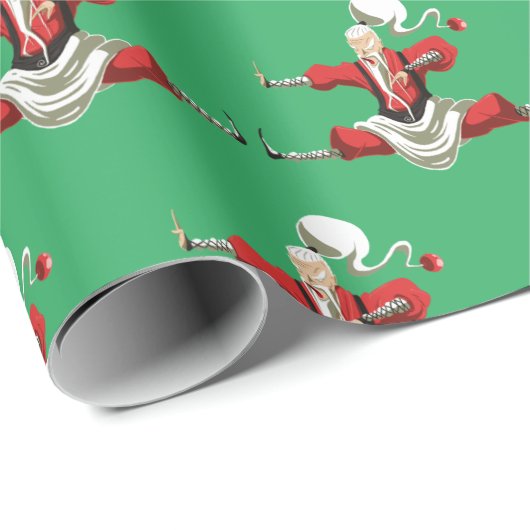 Kung Fu Santa Geschenkpapier (Rolleneckpunkt)