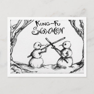 Kung Fu Snowmen Postkarte