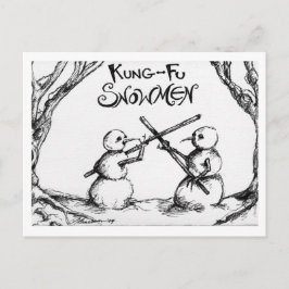 Kung Fu Snowmen Postkarte
