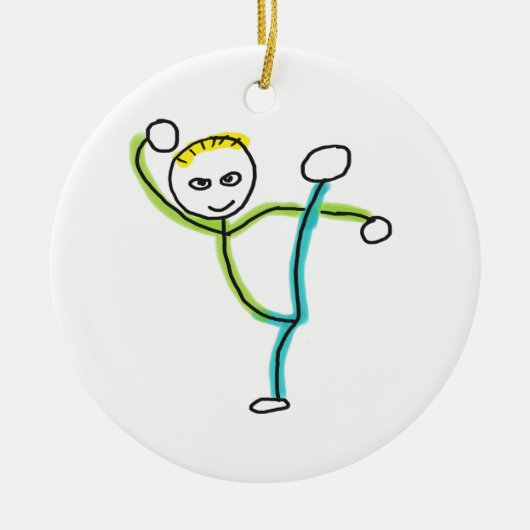 Kung Fu Stockmann Keramik Ornament (Vorne)
