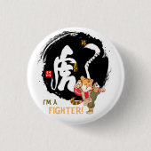 Kung Fu Tiger Fighter Inspirational Keepake Butto Button (Vorderseite)