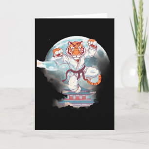 Kung Fu Tiger Pagode Türm Mond Mma Taekwondo Kick Karte