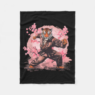 Kung Fu Tiger Taekwondo Kickboxen Sakura-Baum Fleecedecke