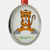 Kung Fu Tiger™ Verzierung Silbernes Ornament (Rechts)