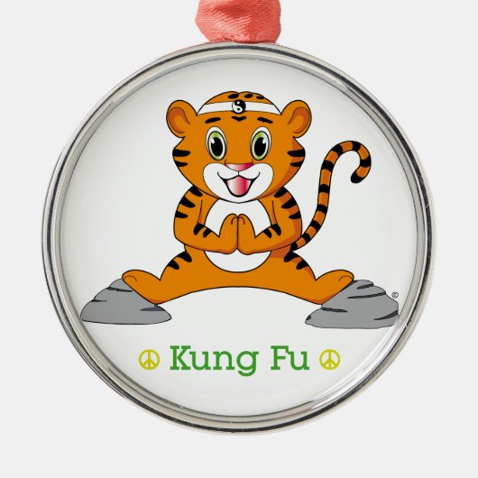 Kung Fu Tiger™ Verzierung Silbernes Ornament (Vorne)