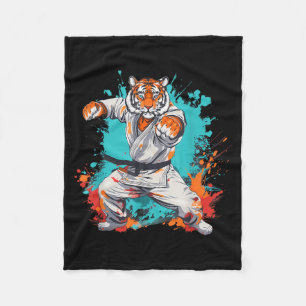 Kung Fu Tiger Wasserfarbe Martial Arts Jiu-Jitsu Fleecedecke