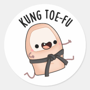 Kung Toe-fu Lustiger Großer Zeh Wortspiel Runder Aufkleber