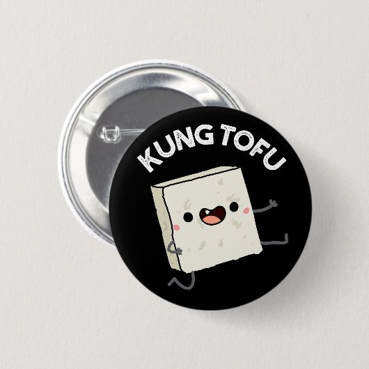 Kung Tofu Funny Kungfu Tofu Pun Dark BG Button (Vorne & Hinten)