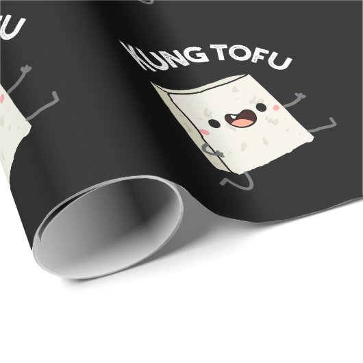 Kung Tofu Funny Kungfu Tofu Pun Dark BG Geschenkpapier (Rolleneckpunkt)