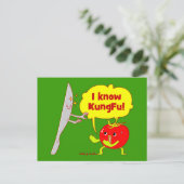 KungFu Tomato Doodle Art Postkarte (Stehend Vorderseite)
