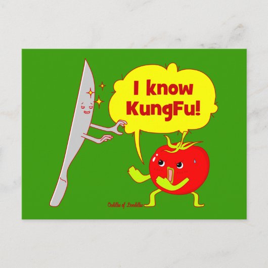KungFu Tomato Doodle Art Postkarte (Vorderseite)