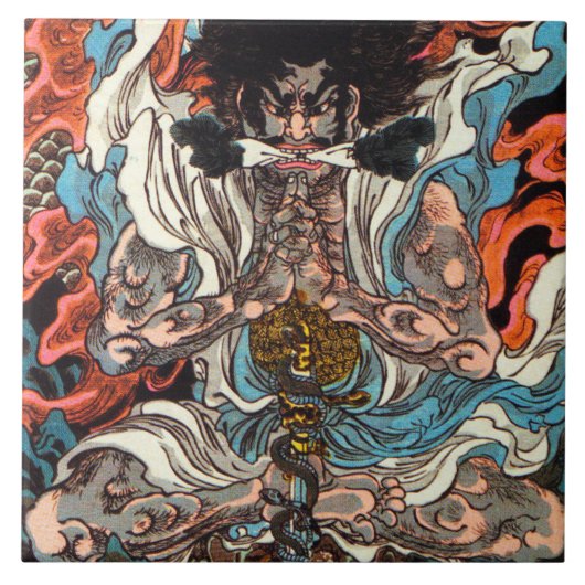 Kuniyoshi Der Krieger asian Samurai Reitschlange Fliese (Vorderseite)